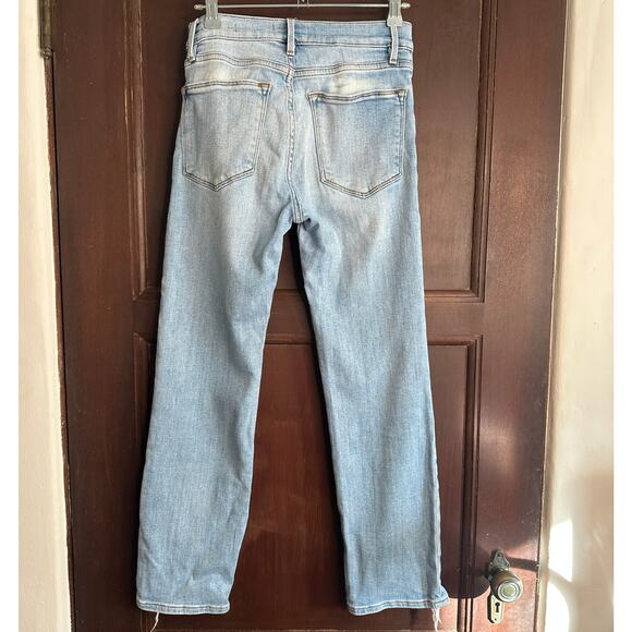 FRAME Denim | Le High Straight Light Blue Chewed Hem Straight Jeans Laskey  | 26 - Picture 6 of 7